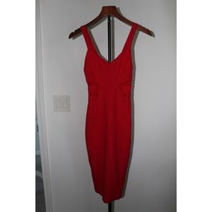 SIX CRISP DAYS Red Sleeveless V Neck Cutout Bodycon Midi Dress Size XS